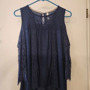 NWT Xhilaration Blue Cold Shoulder Top